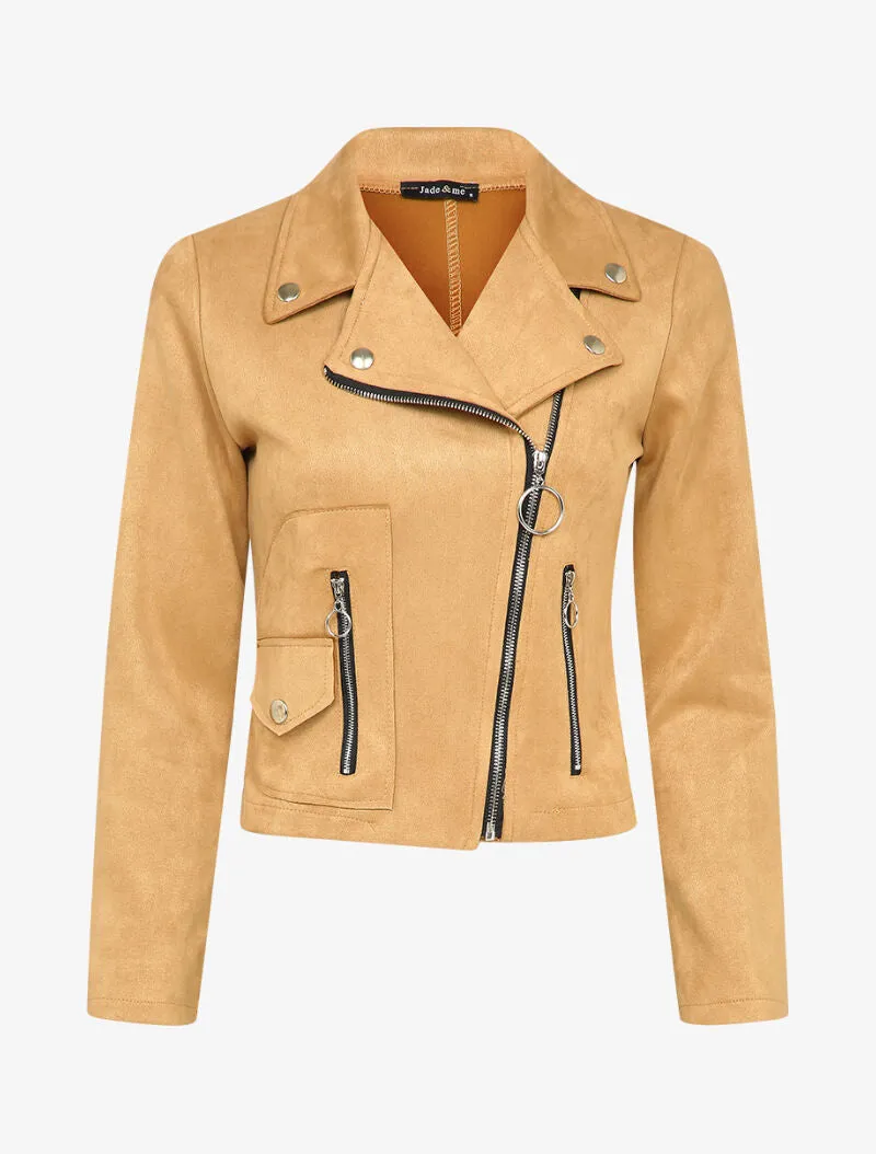 Veste unie courte en suédine - Beige