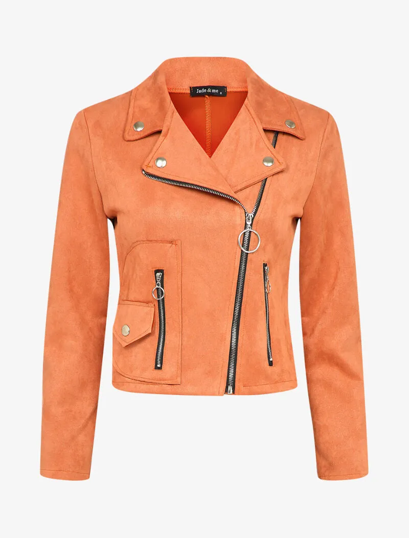 Veste unie courte en suédine - Orange