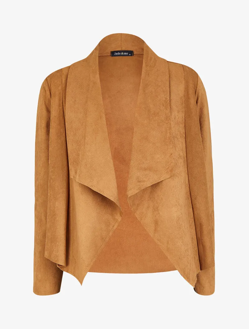 Veste en suédine à pans asymétriques - Camel