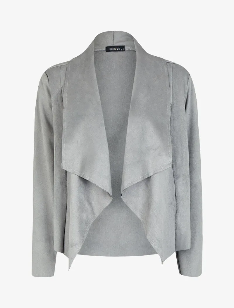 Veste en suédine à pans asymétriques - Gris