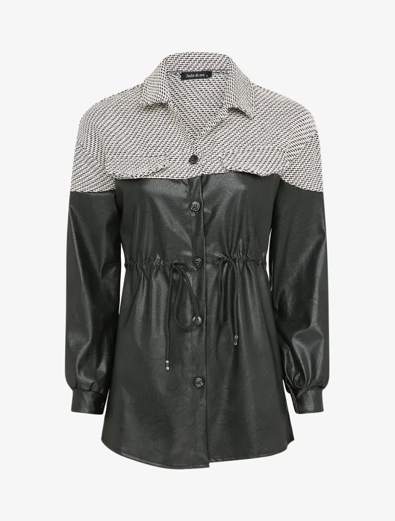 Veste oversize bi-matière à imprimé graphique - Noir/blanc