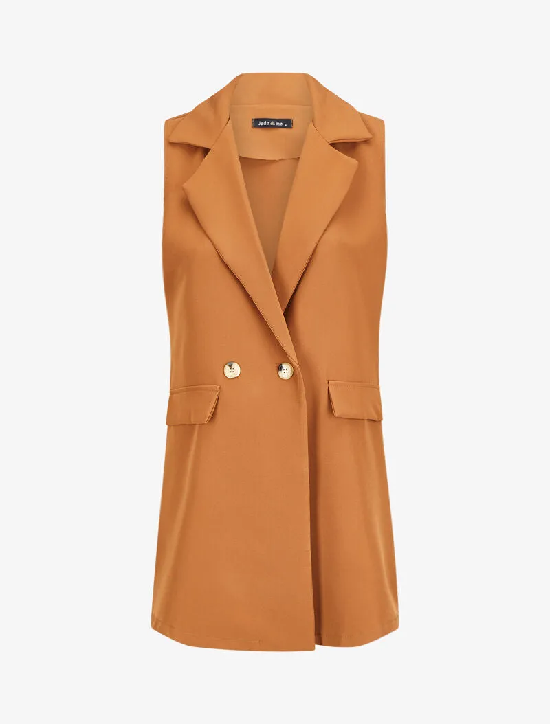 Veste style blazer sans manches - Camel