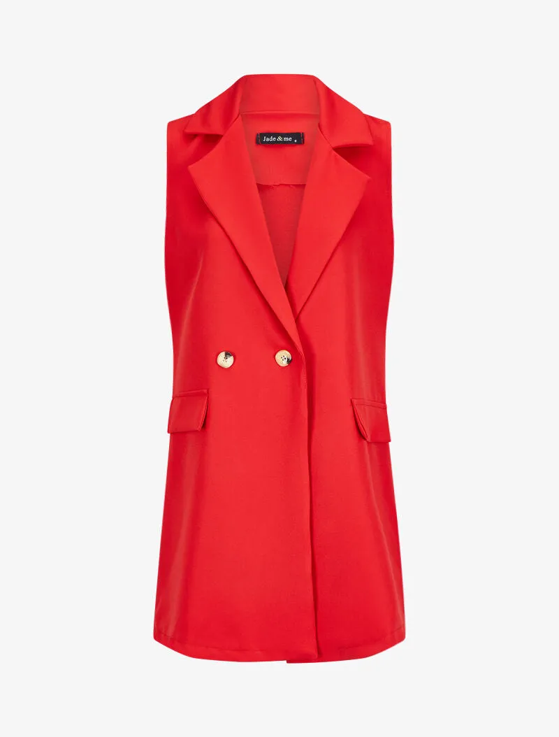 Veste style blazer sans manches - Rouge