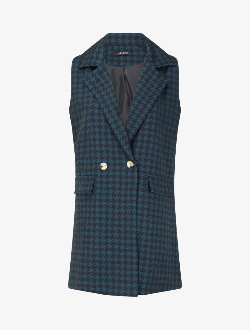Veste style blazer à imprimé pied de poule - Vert/noir