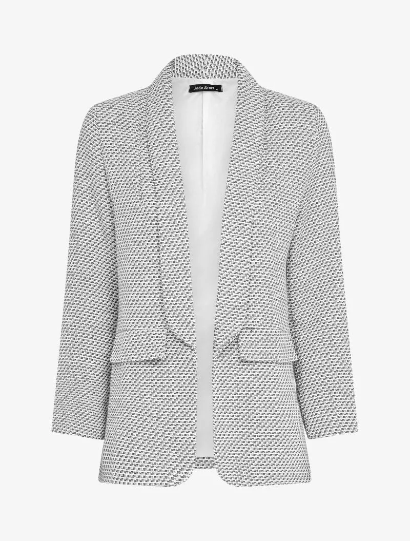 Veste effet tweed à poches décoratives - Noir