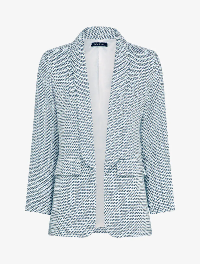 Veste effet tweed à poches décoratives - Bleu