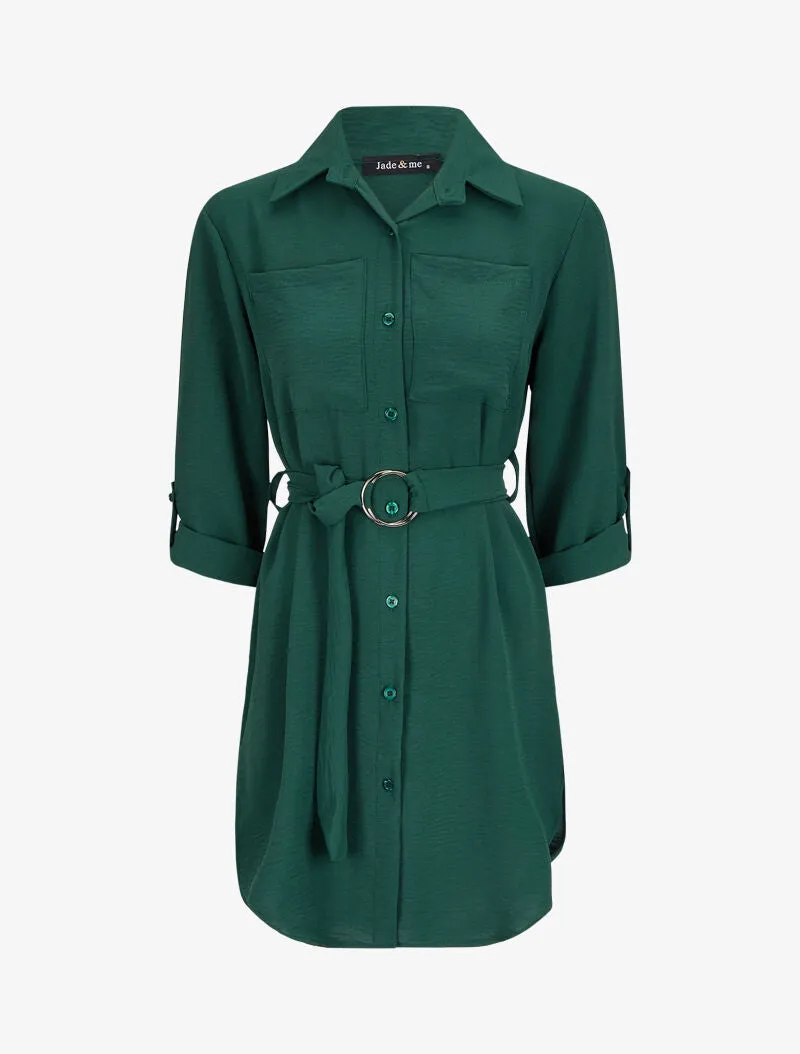 Tunique style chemise à poches plaquées - Vert sapin