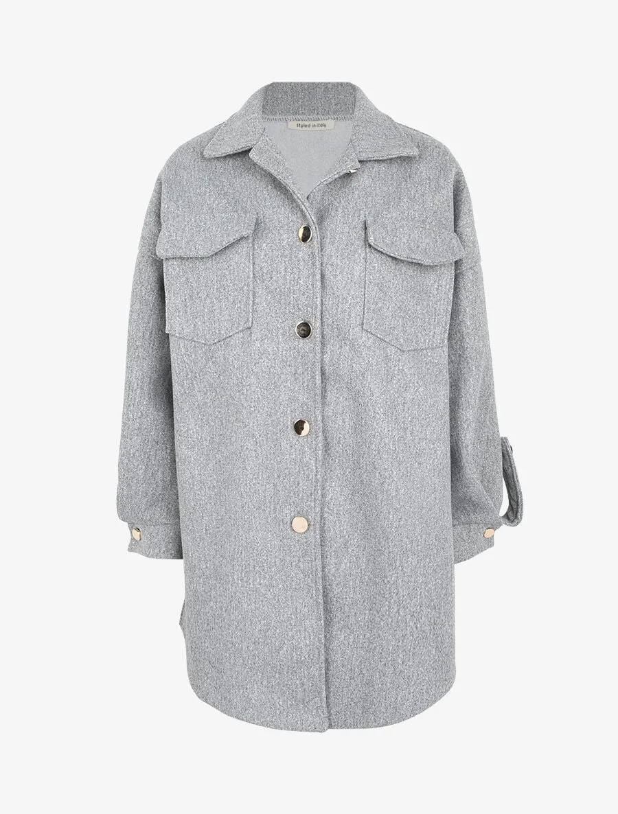 Veste à détails dorés - Gris chiné