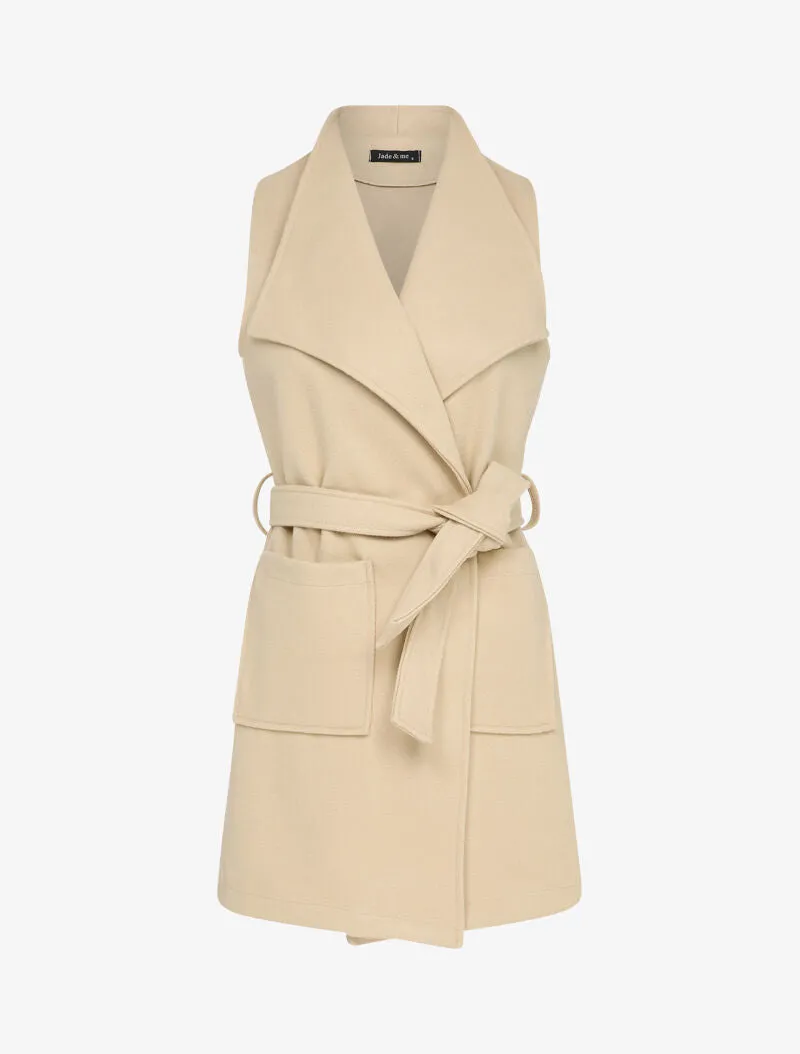 Veste sans manches à pans asymétriques - Beige