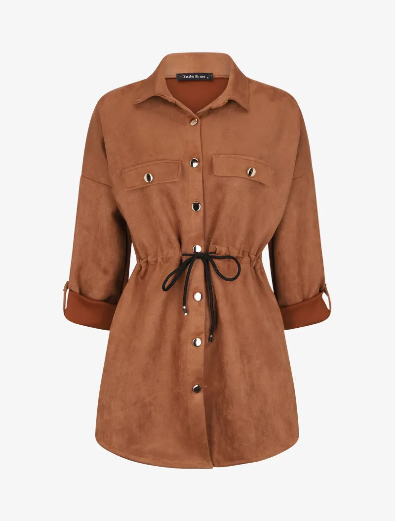 Veste en suédine à manches rabattables - Camel