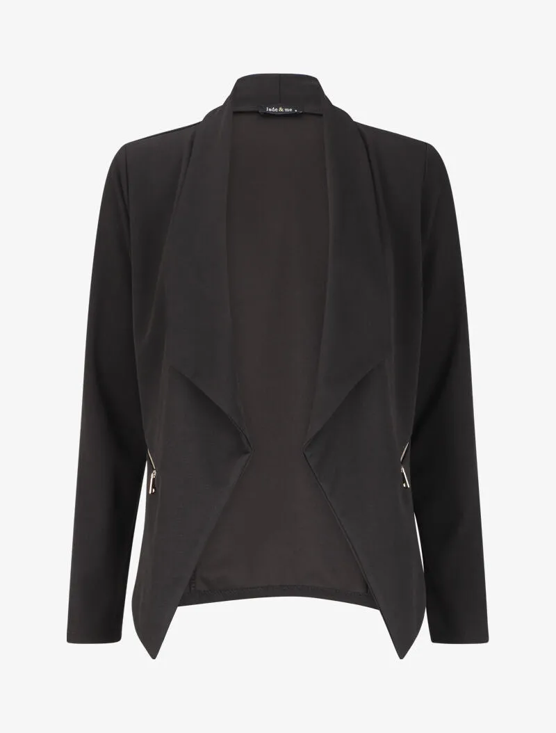 Veste à col châle et poches zippées - Noir