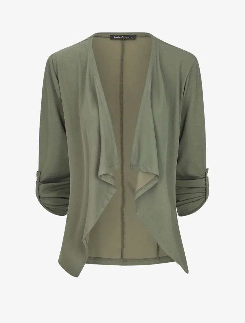 Veste asymétrique à manches rabattables - Kaki