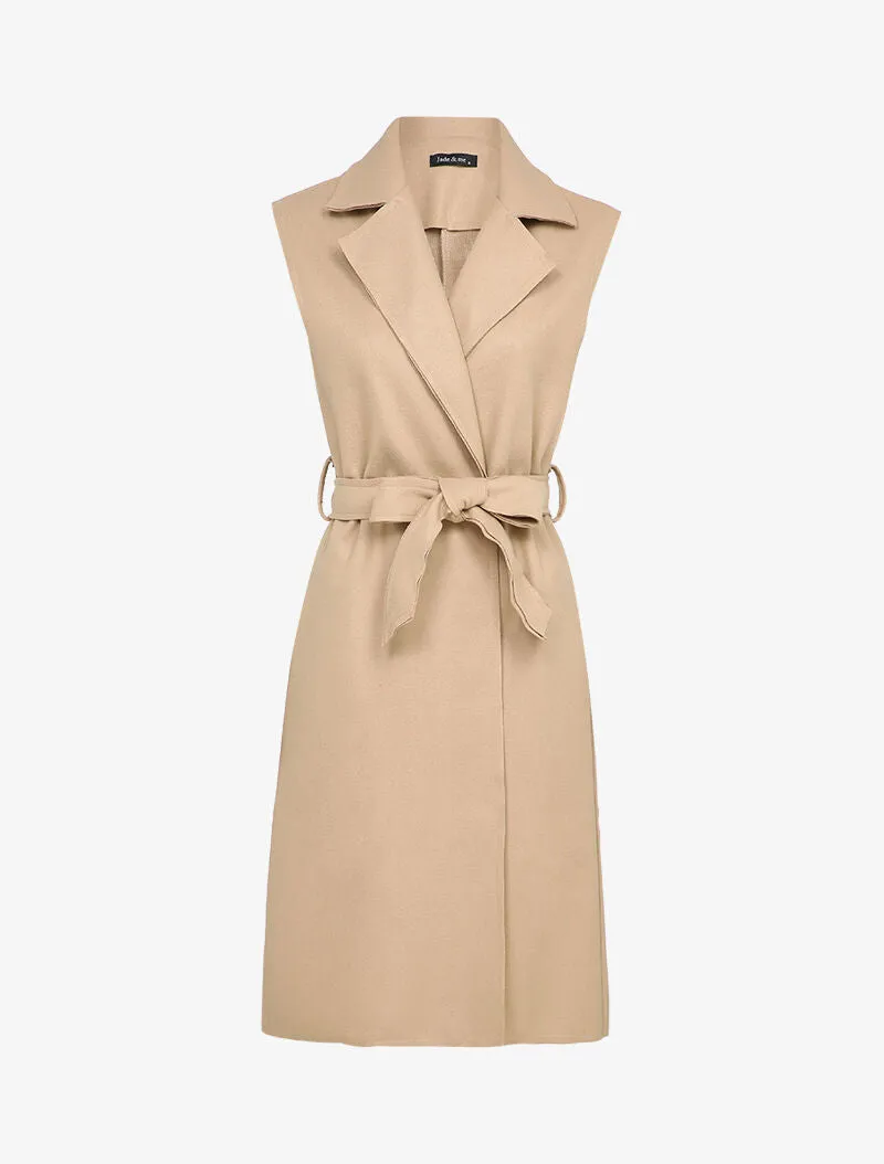 Veste mi-longue sans manches - Beige