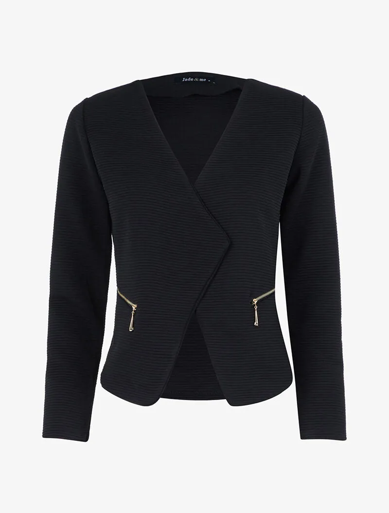 Veste rayée à pans biseautés - Noir