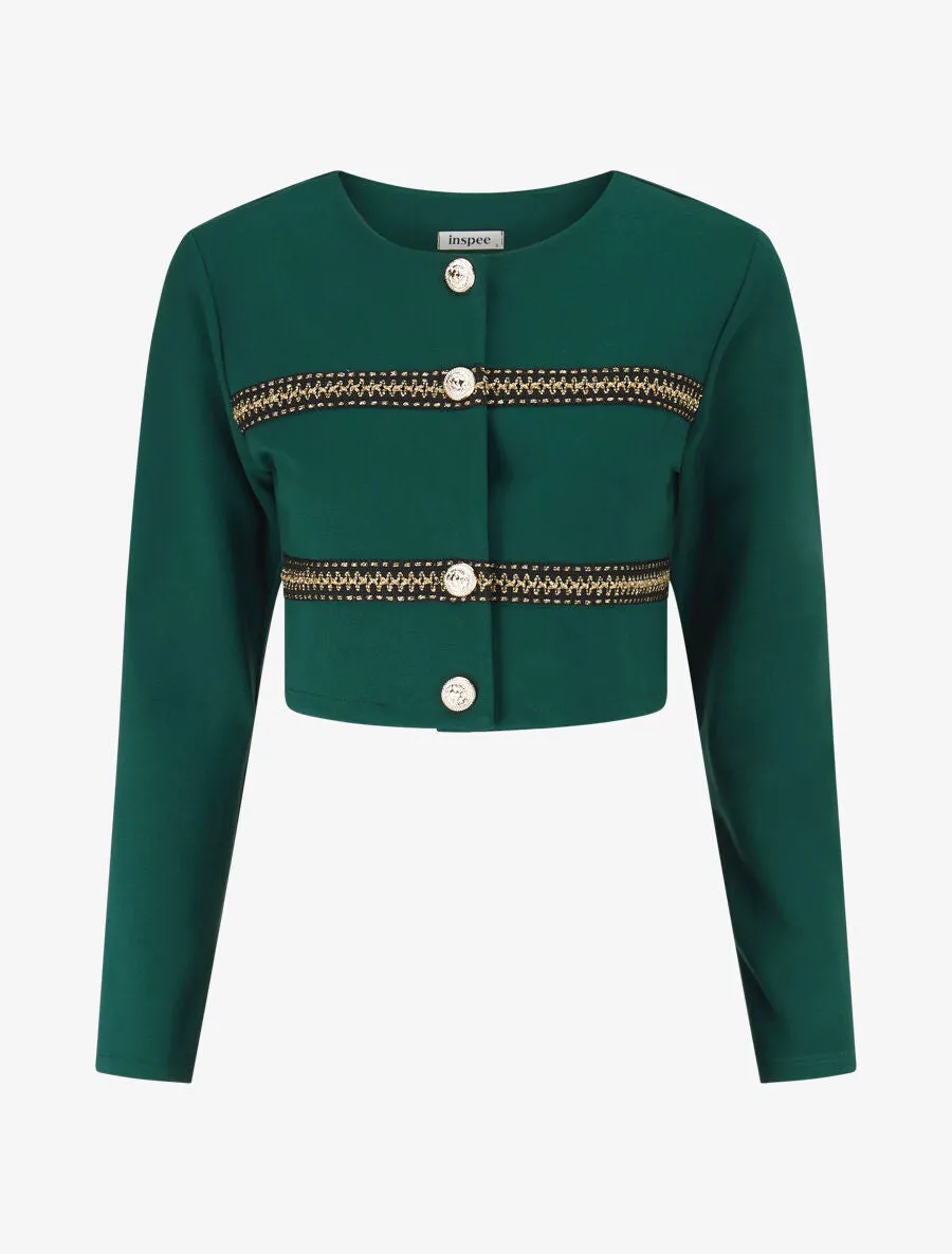 Veste courte à bandes stylisées dorées - Vert