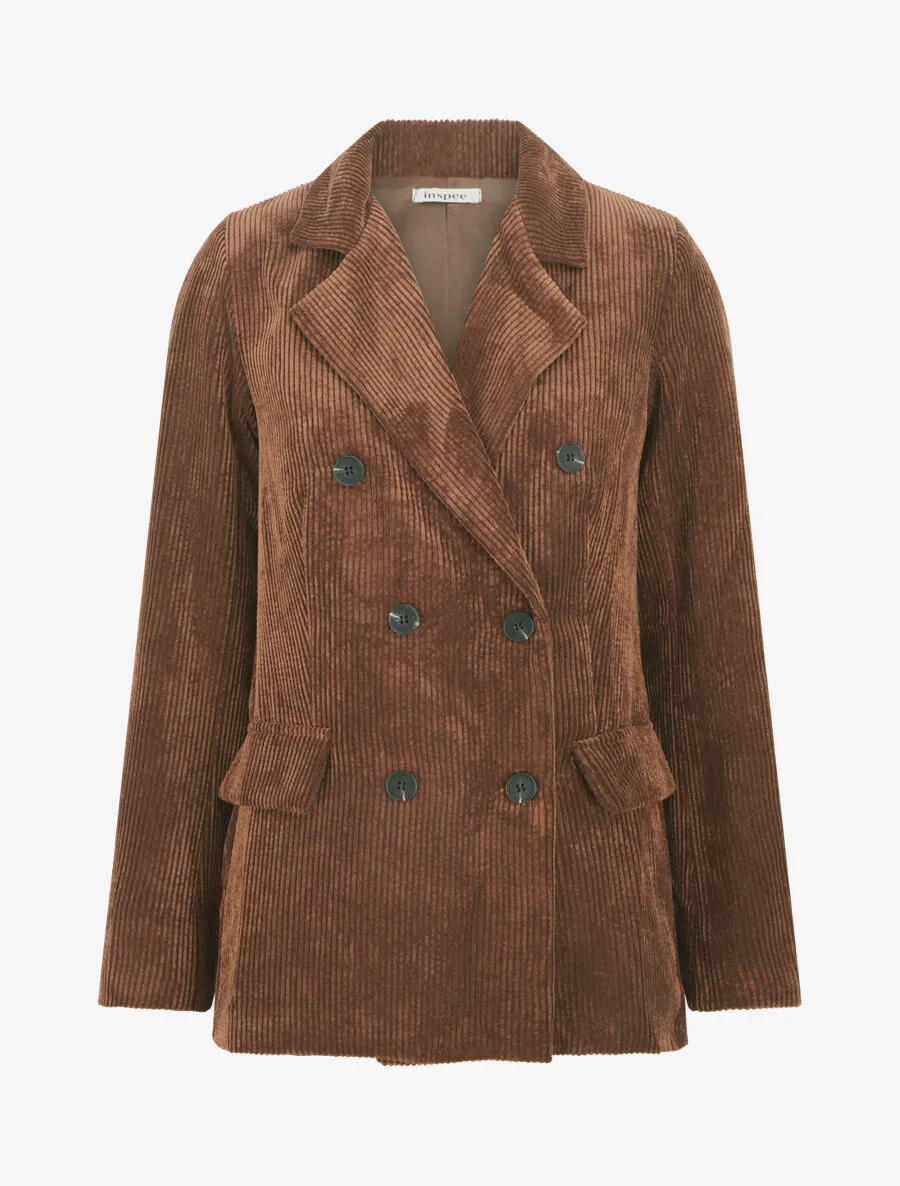 Veste uni en velours - Marron