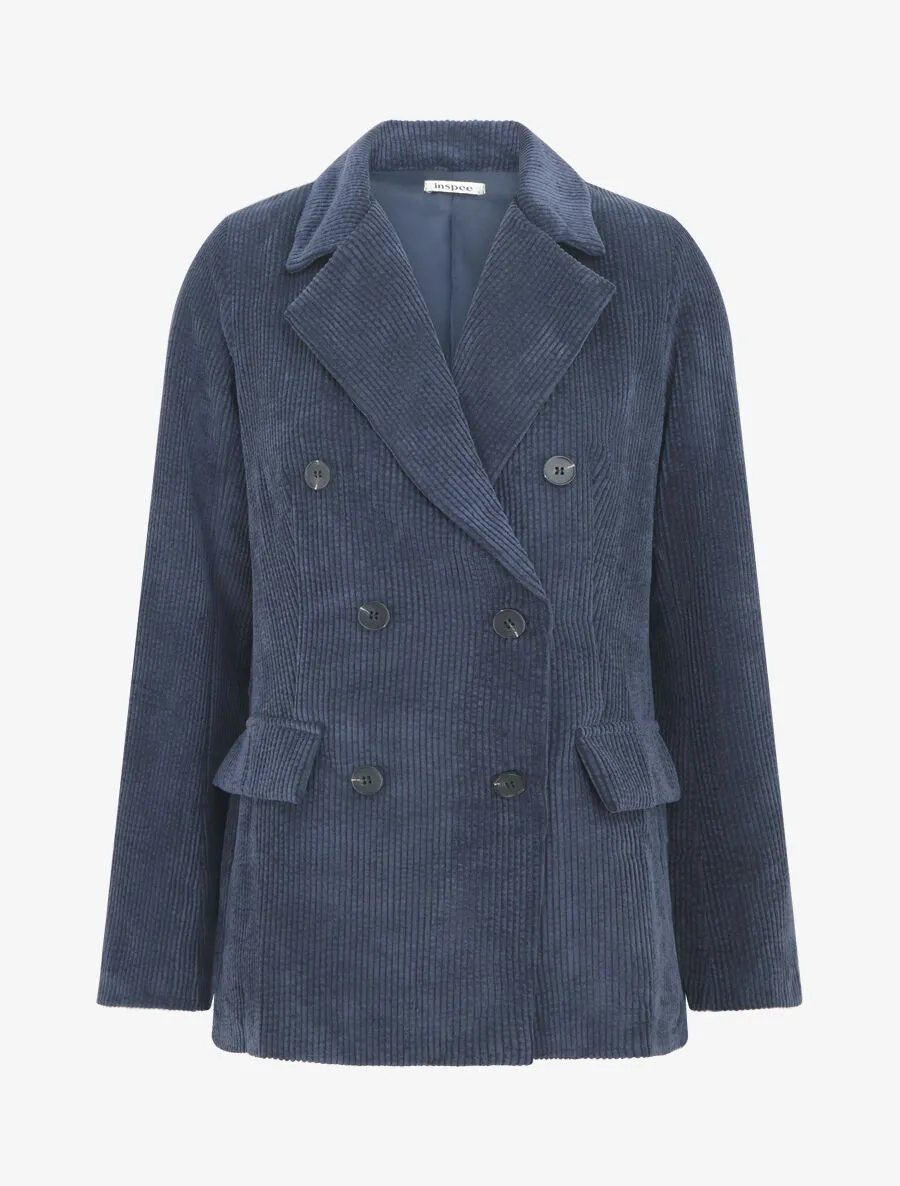 Veste uni en velours - Marine