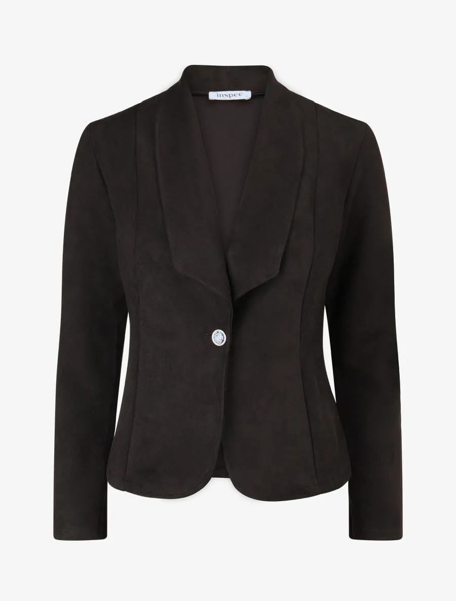 Veste en suédine col tailleur - Noir