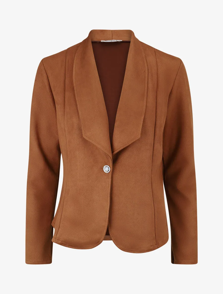 Veste en suédine col tailleur - Camel