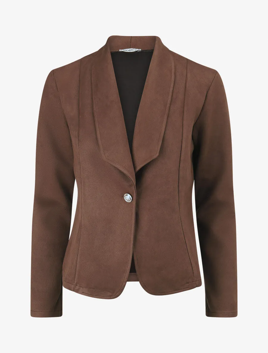 Veste en suédine col tailleur - Marron