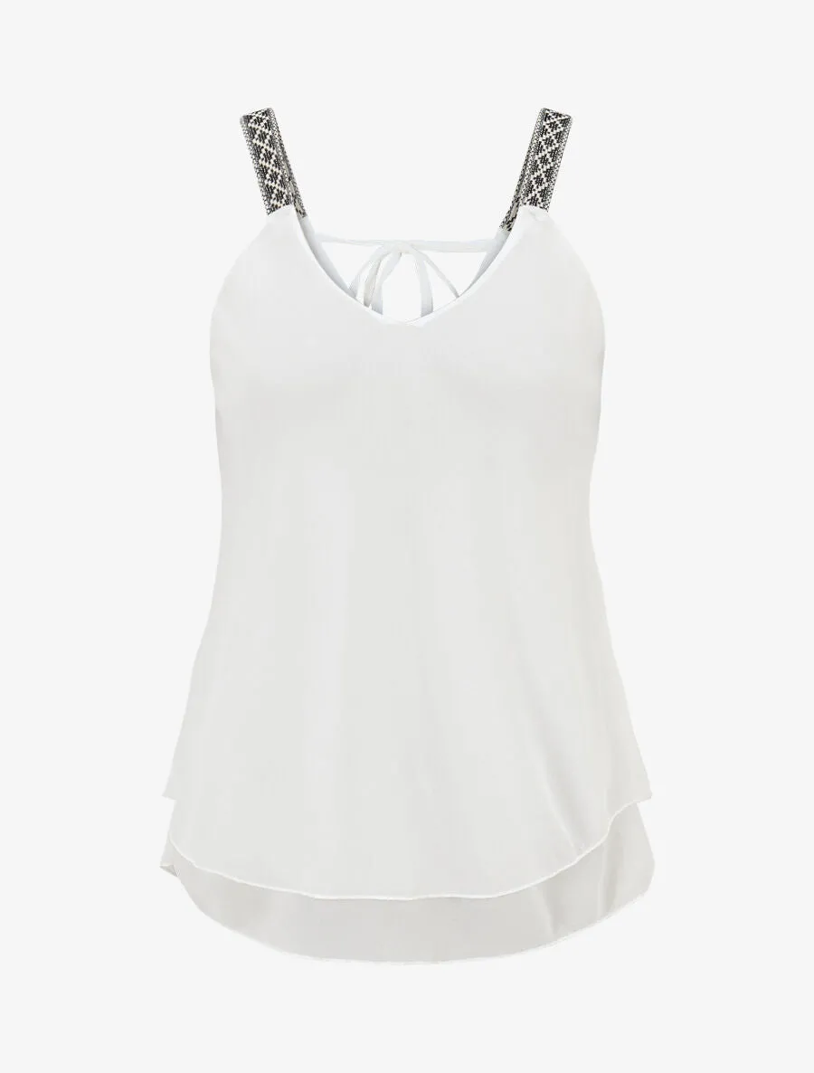 Top uni à bretelles imprimé aztèque - Blanc