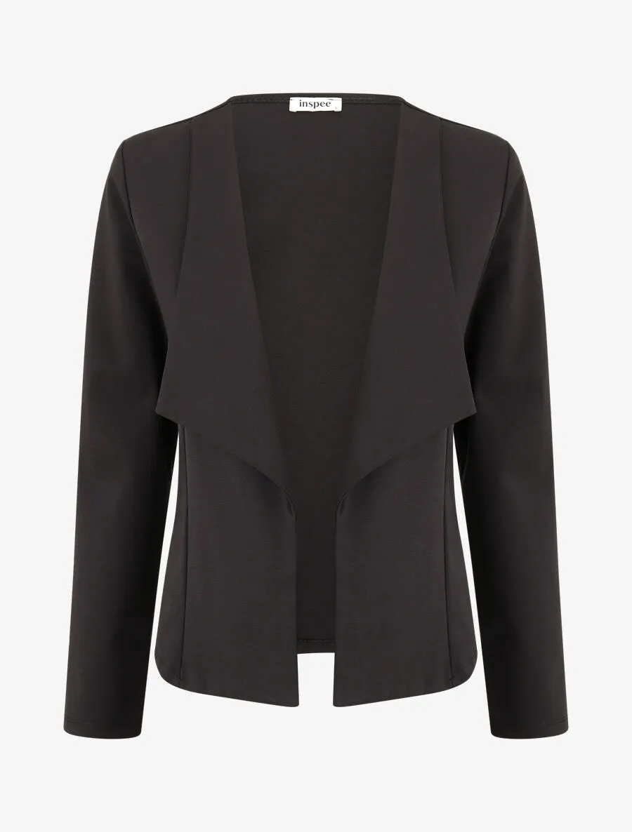 Veste en coton à col droit - Noir