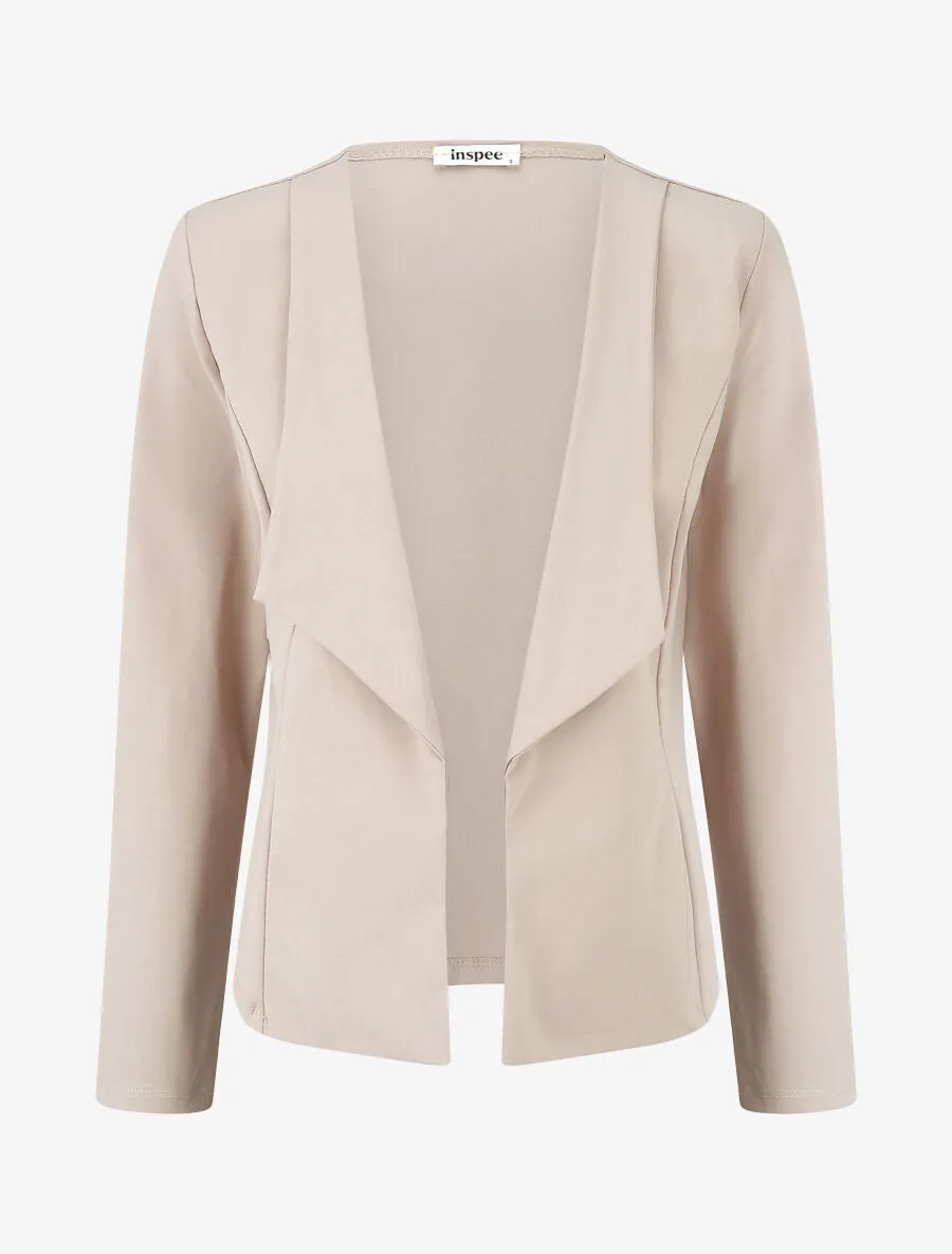 Veste en coton à col droit - Beige