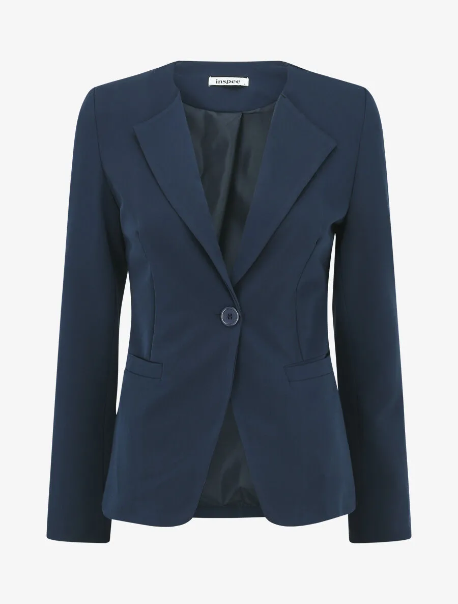 Veste unie boutonnée - Marine