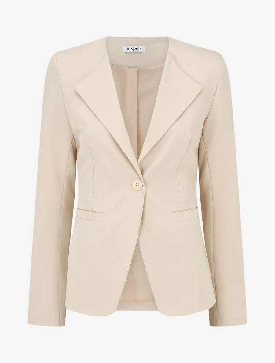 Veste unie boutonnée - Beige