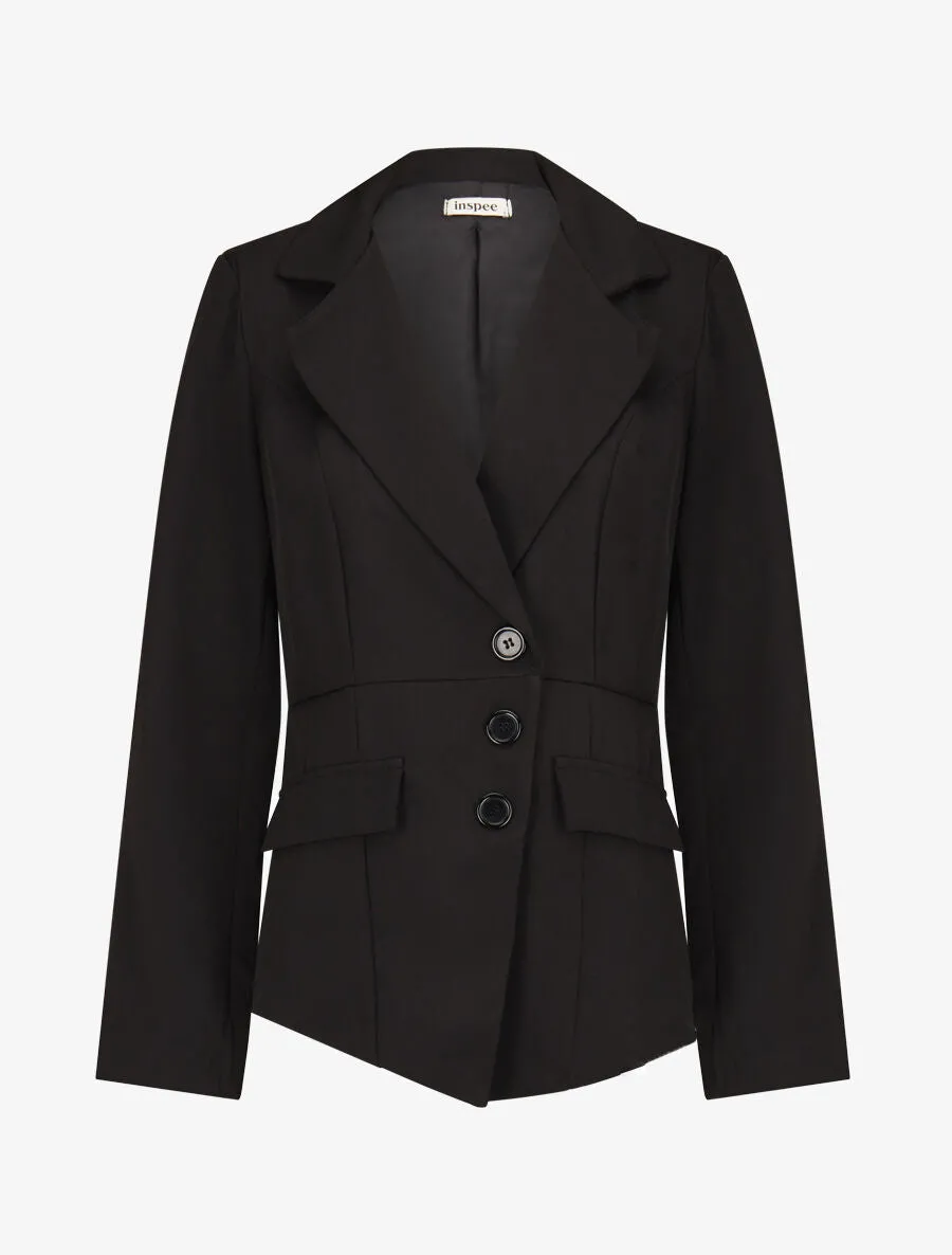 Veste asymétrique fermeture à 3 boutons - Noir