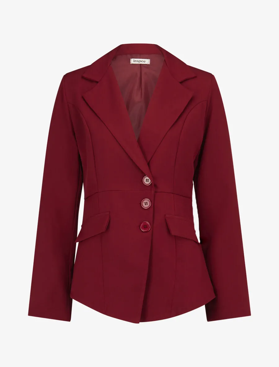 Veste asymétrique fermeture à 3 boutons - Bordeaux