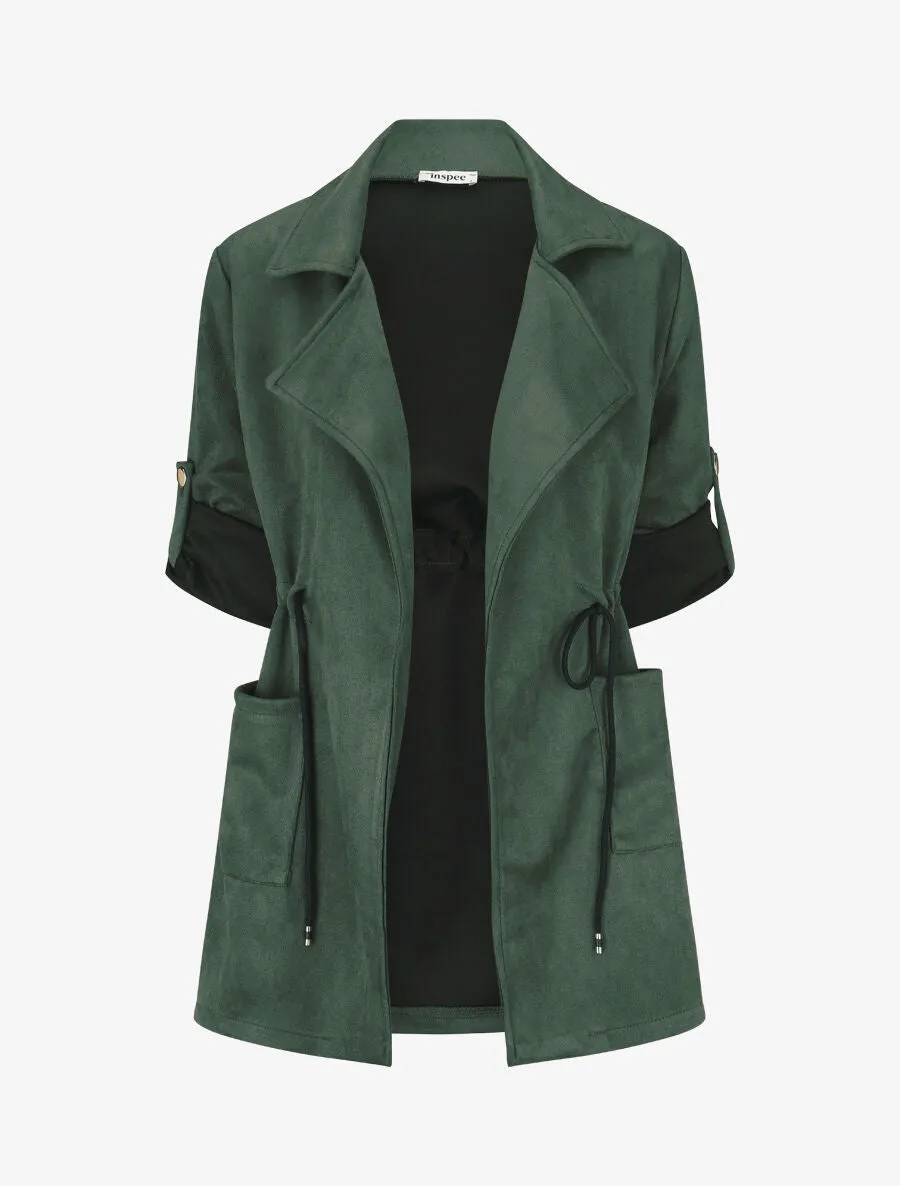 Veste longue en suédine - Vert sapin