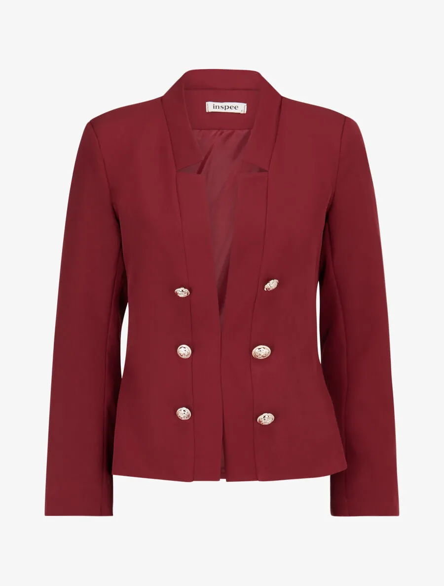 Veste officier à col droit - Rouge brique