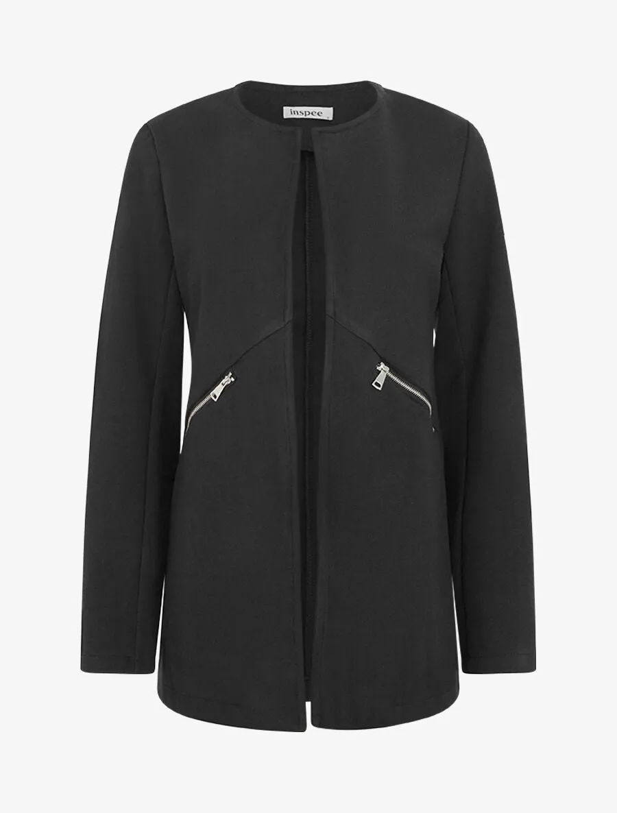 Veste mi-longue à zips - Noir