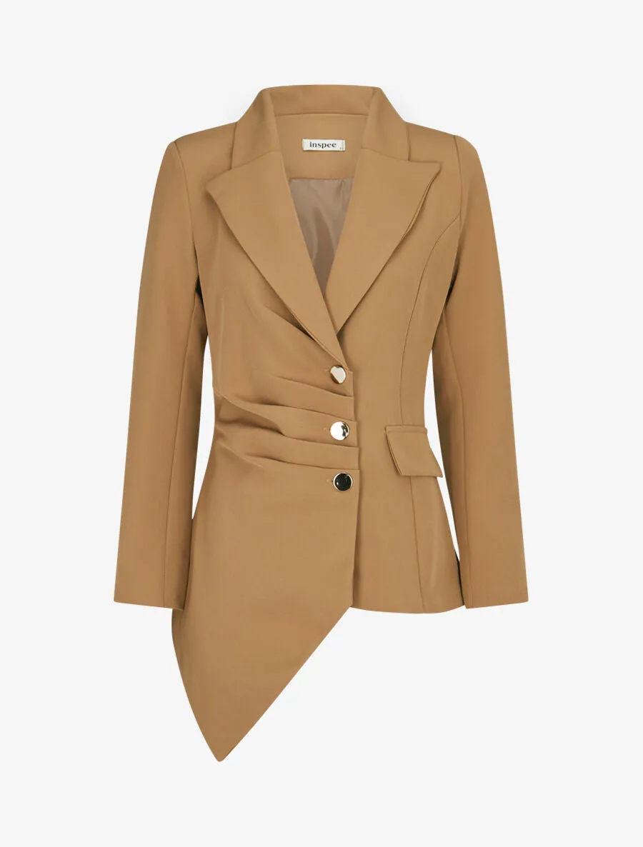 Veste asymétrique à plis - Camel