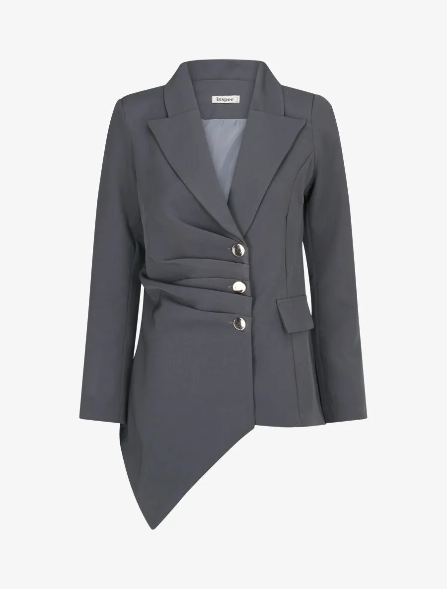 Veste asymétrique à plis - Gris foncé