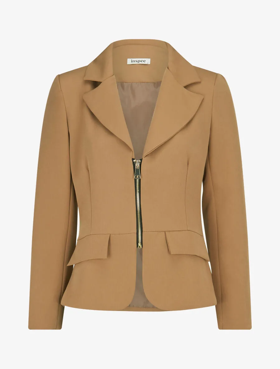 Veste cintrée à zip - Beige foncé