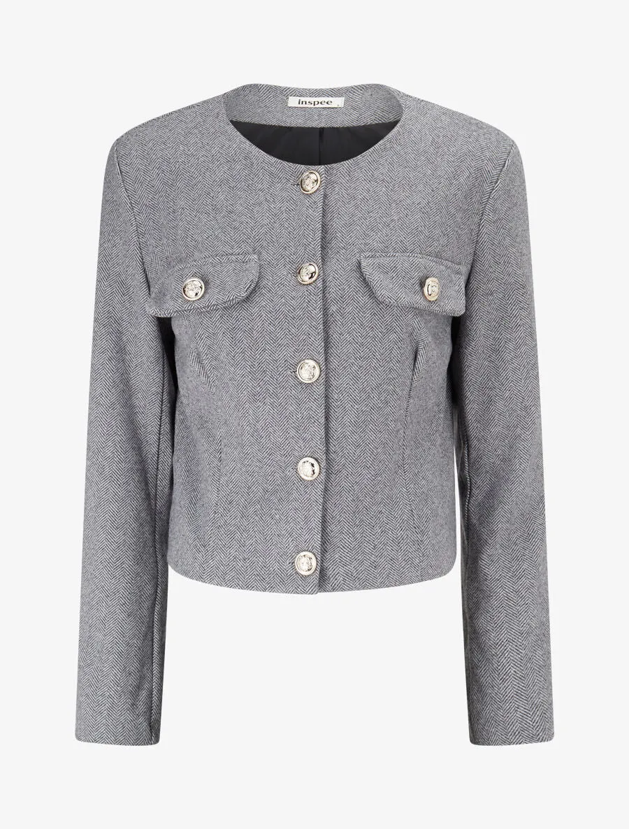 Veste en tweed coupe carrée - Gris