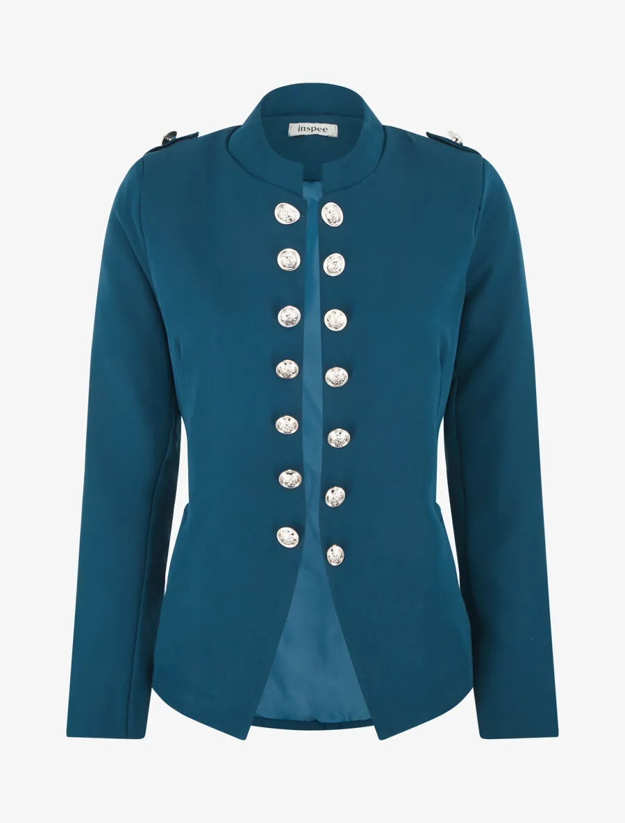Veste droite style officier - Bleu canard