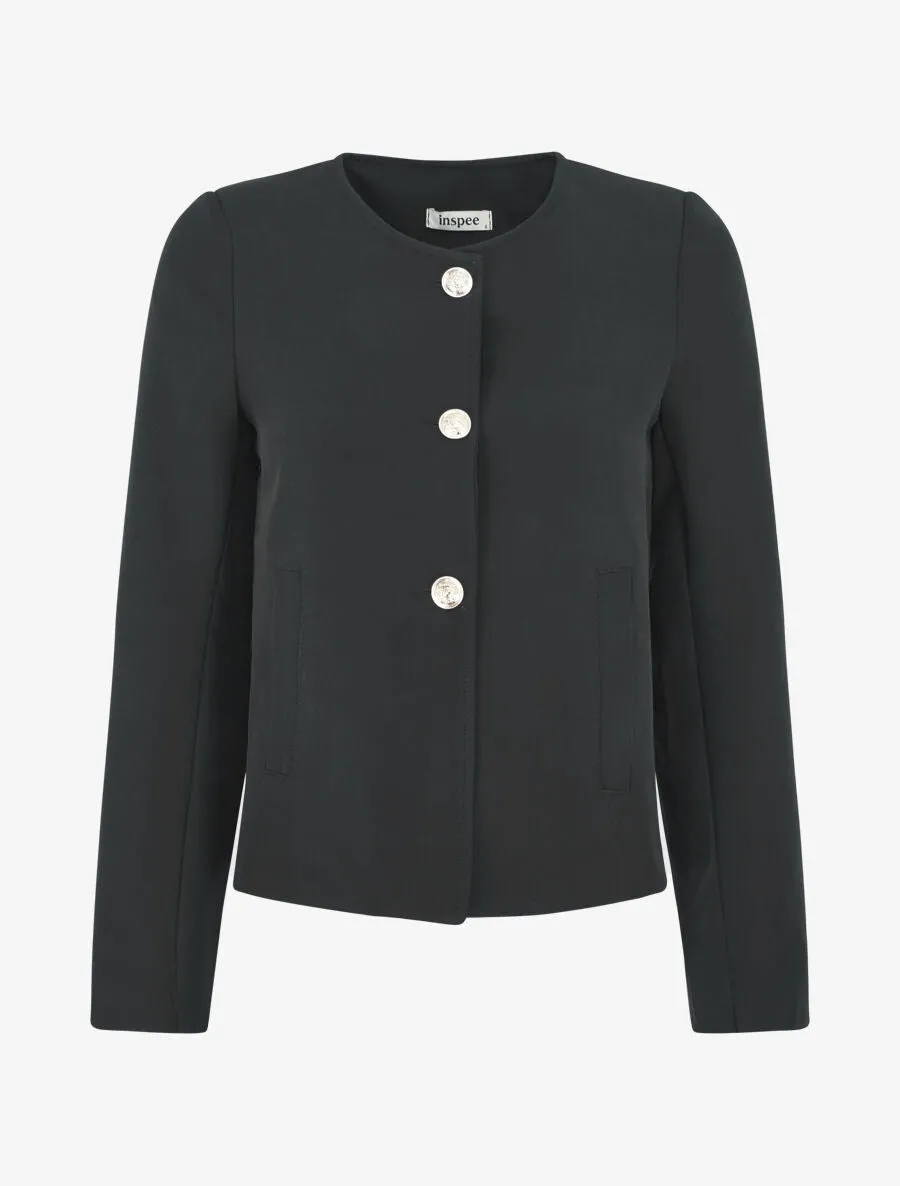 Veste courte à boutons stylisés - Noir