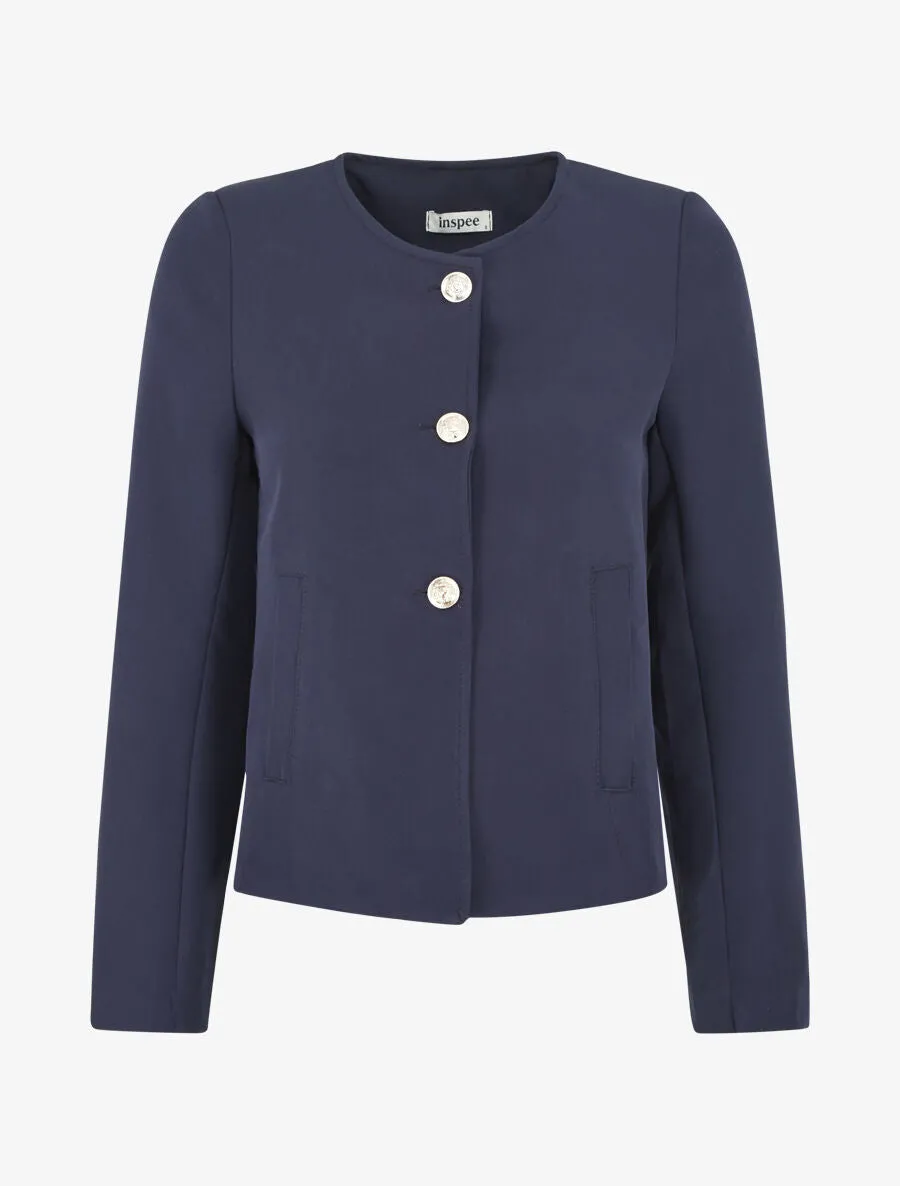 Veste courte à boutons stylisés - Marine