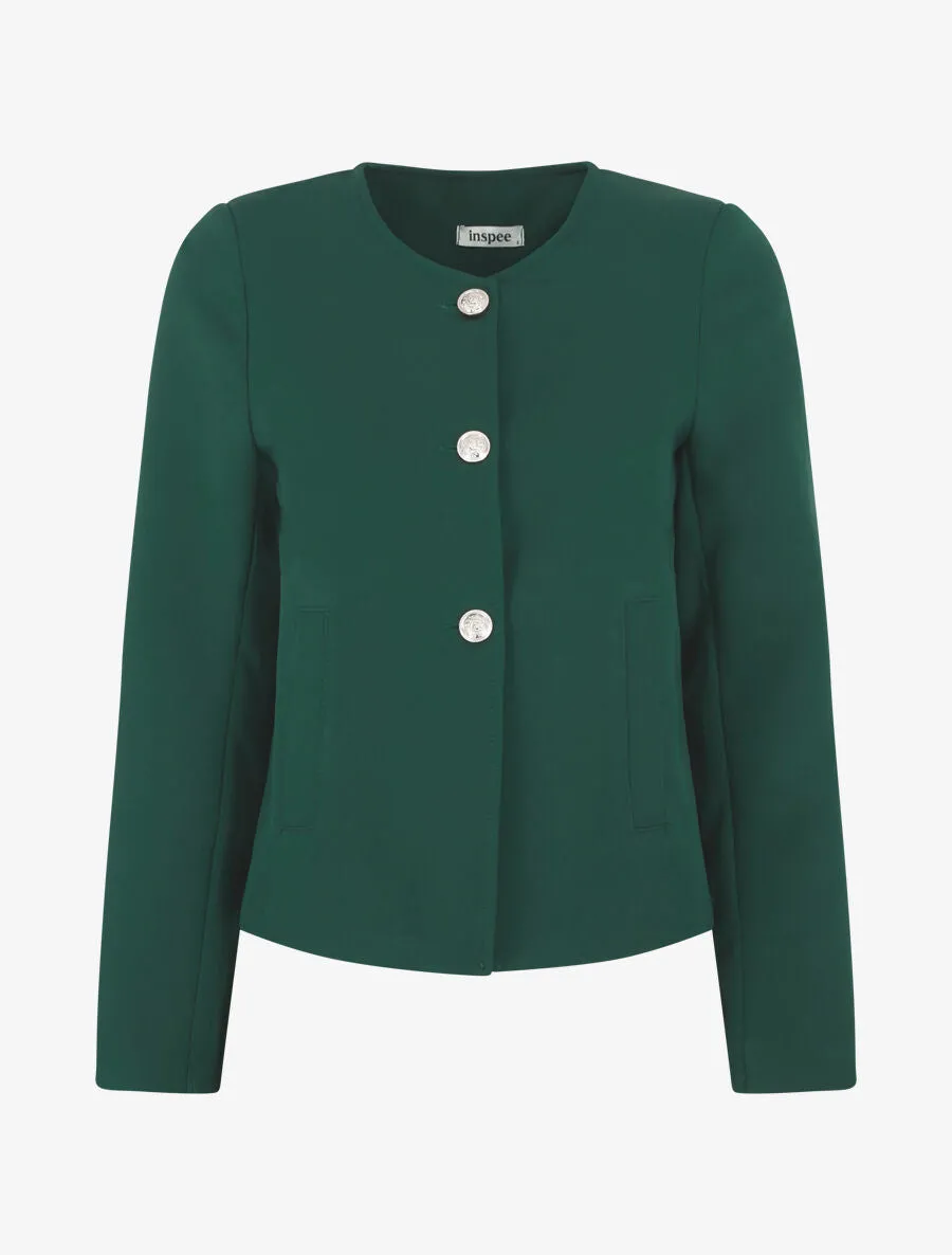 Veste courte à boutons stylisés - Vert sapin