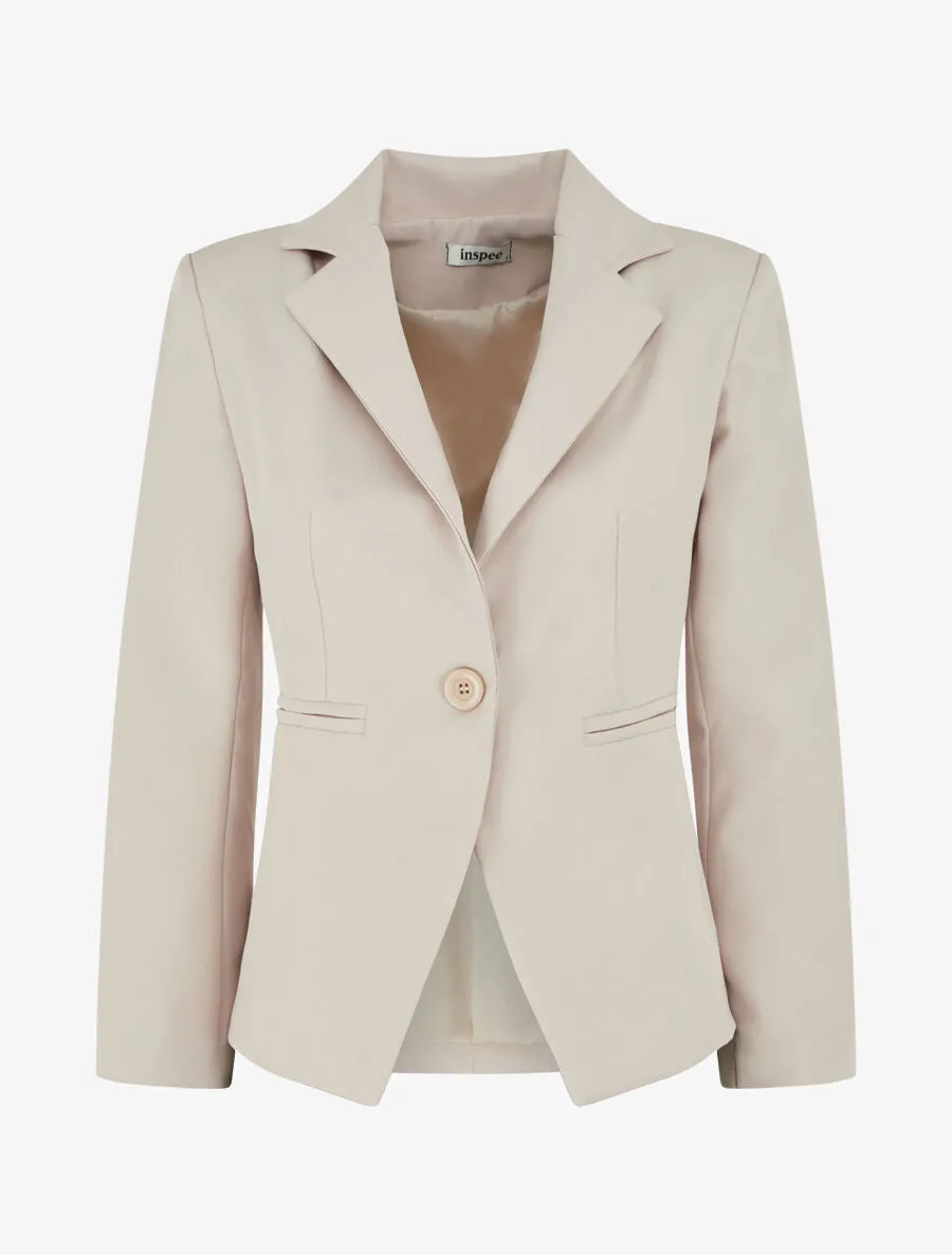 Veste mi-longue à poches décoratives - Beige