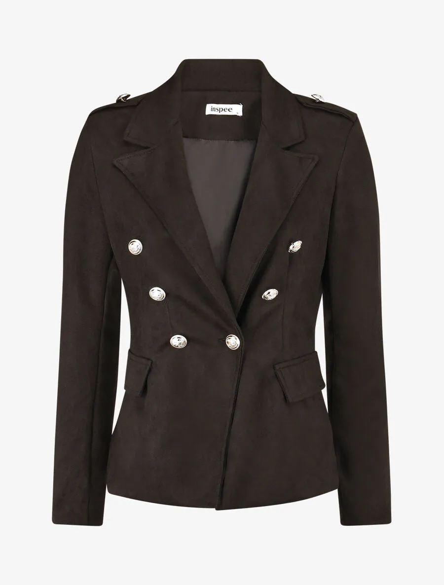 Veste mi-longue style officier - Noir