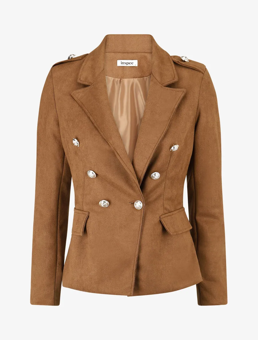 Veste mi-longue style officier - Taupe