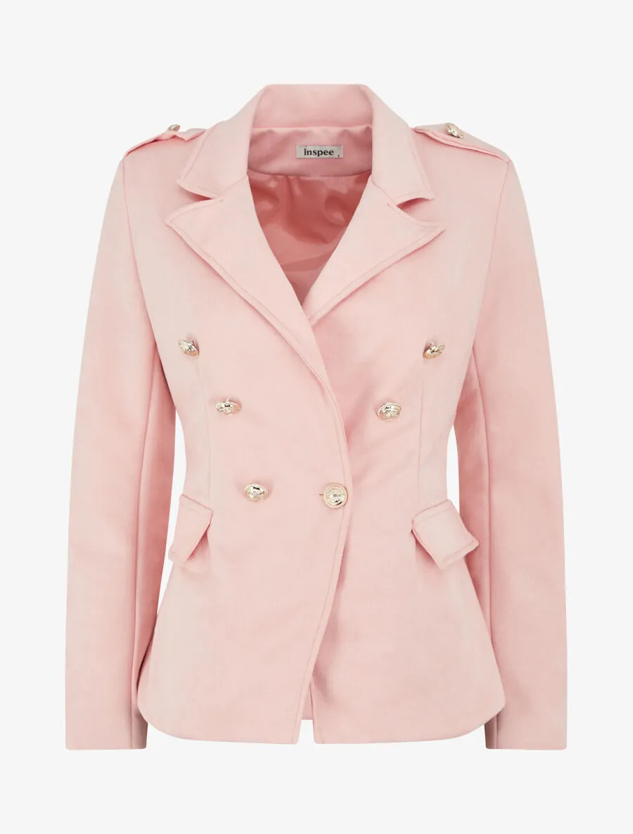 Veste mi-longue style officier - Rose