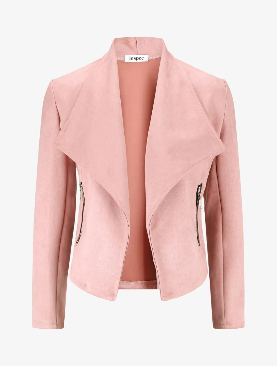 Veste en suédine à pans asymétriques - Rose