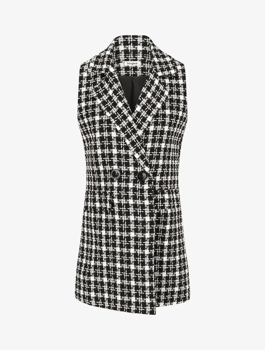 Veste en tweed sans manches - Noir