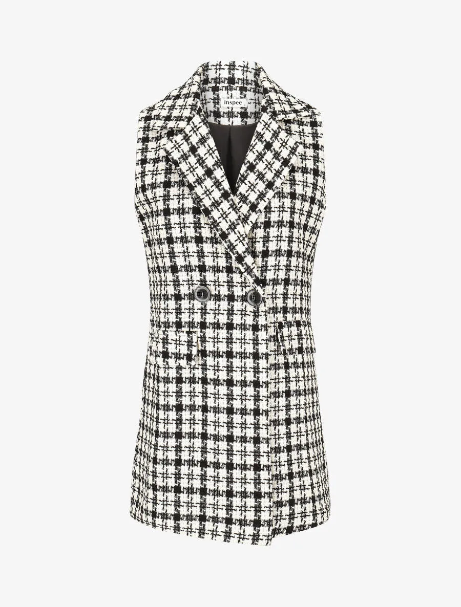 Veste en tweed sans manches - Blanc