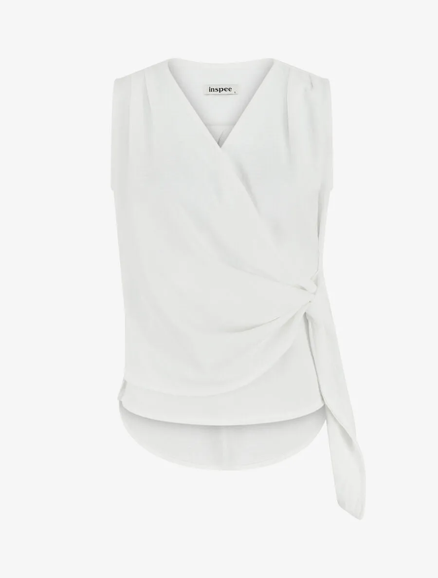 Top uni à nouer sur le côté - Blanc
